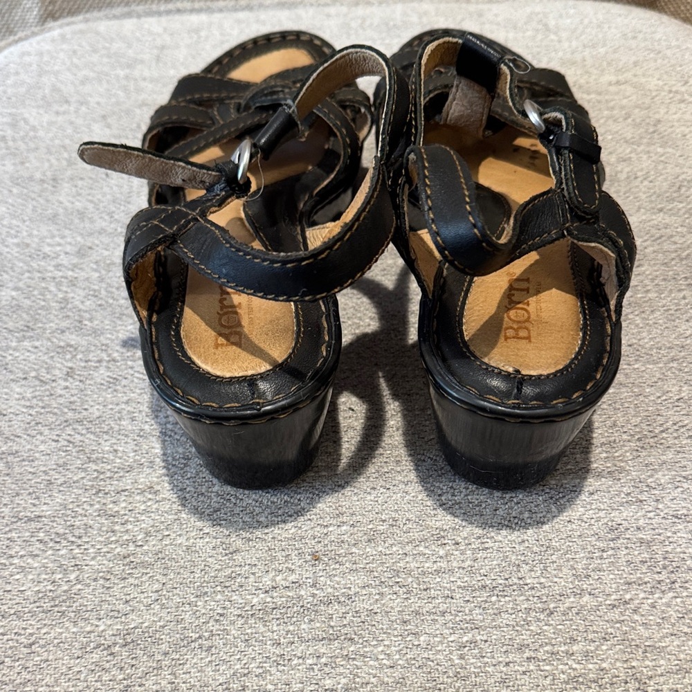 Born Black Leather Strappy Sandals - Picture 4 of 5